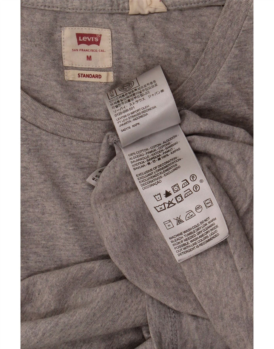 Camiseta masculina padrão LEVI'S algodão cinza médio