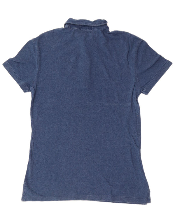 Camisa polo masculina Polo Ralph Lauren pequena azul algodão