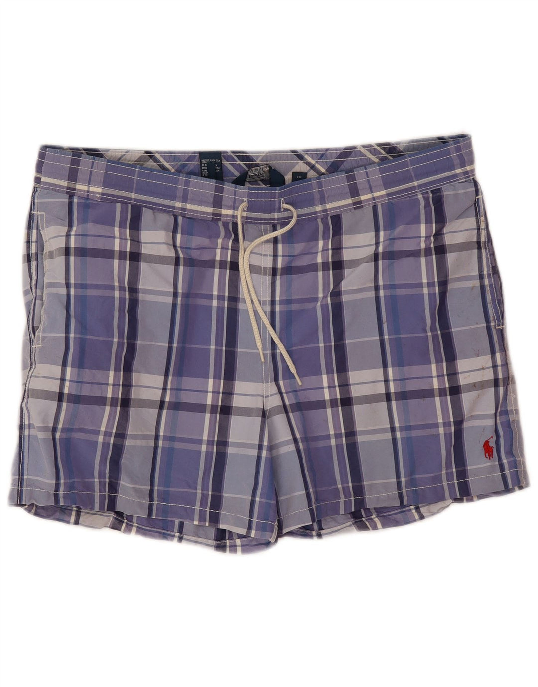 Polo Ralph Lauren Shorts de natação masculino médio azul xadrez poliéster