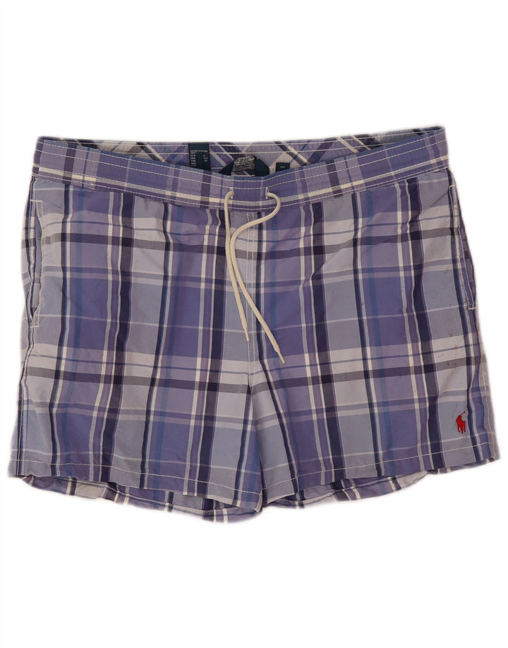 Polo Ralph Lauren Shorts de natação masculino médio azul xadrez poliéster