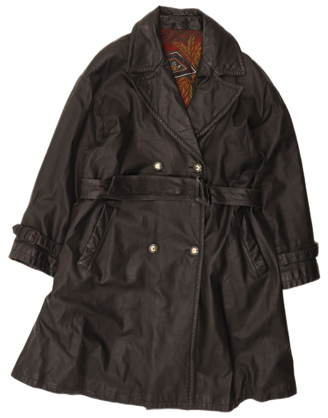 Casaco feminino vintage de couro com peito duplo IT 44 couro preto médio