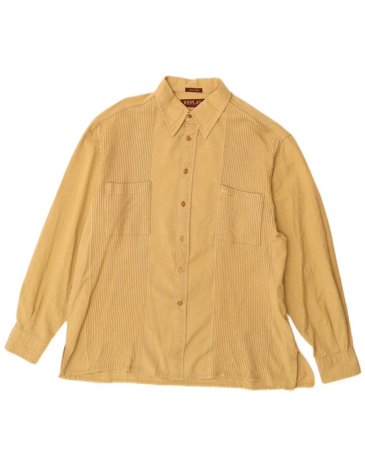 Camisa masculina Replay grande algodão amarelo