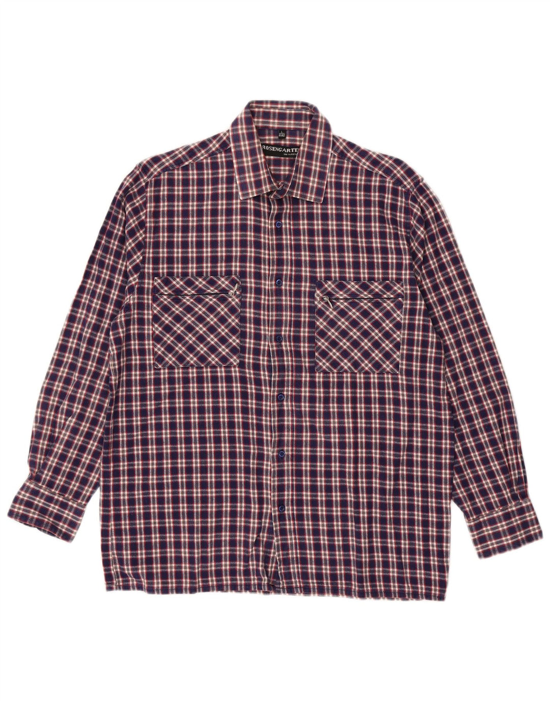 Camisa masculina de flanela Rosengarten tamanho 41/42 grande algodão xadrez azul