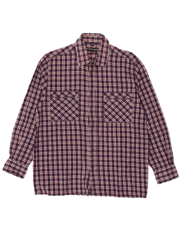 Camisa masculina de flanela Rosengarten tamanho 41/42 grande algodão xadrez azul
