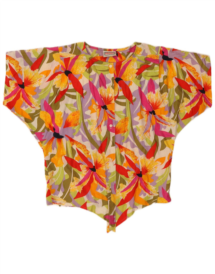 Blusa feminina Prisma manga curta IT 42 média floral multicolorida