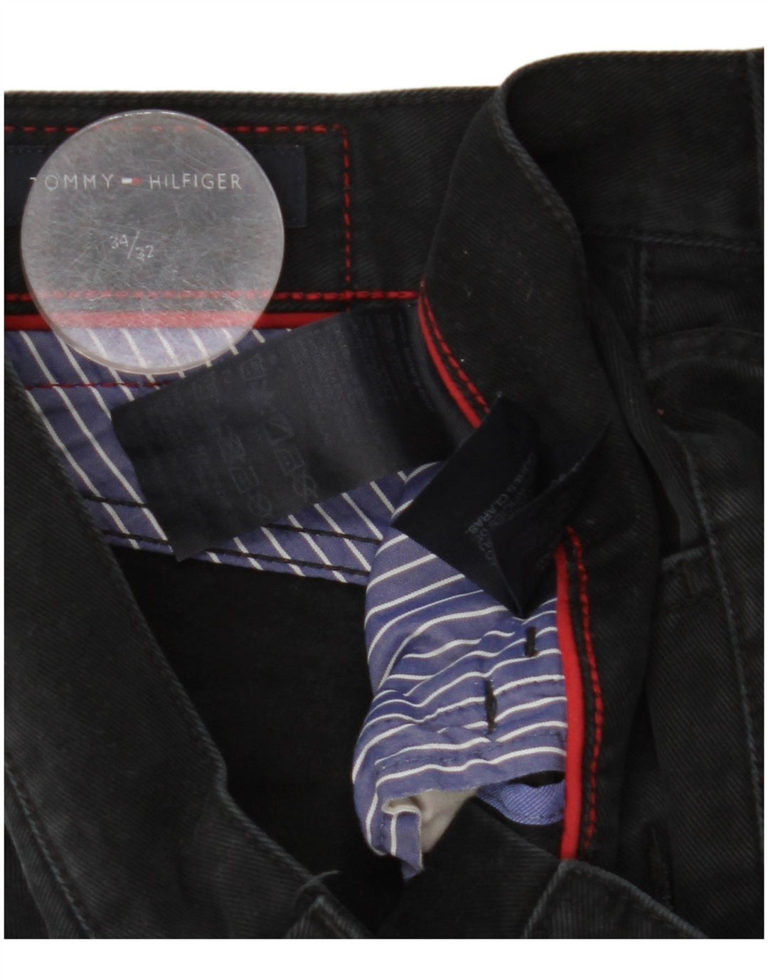 TOMMY HILFIGER Jeans reto masculino W34 L27 algodão preto