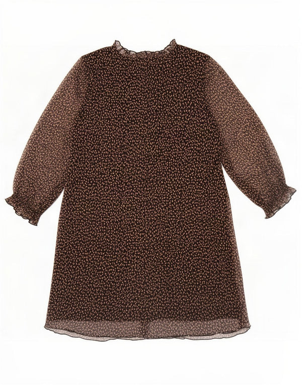 Vestido feminino Zara manga 3/4 em camadas UK 6 XS preto poliéster manchado