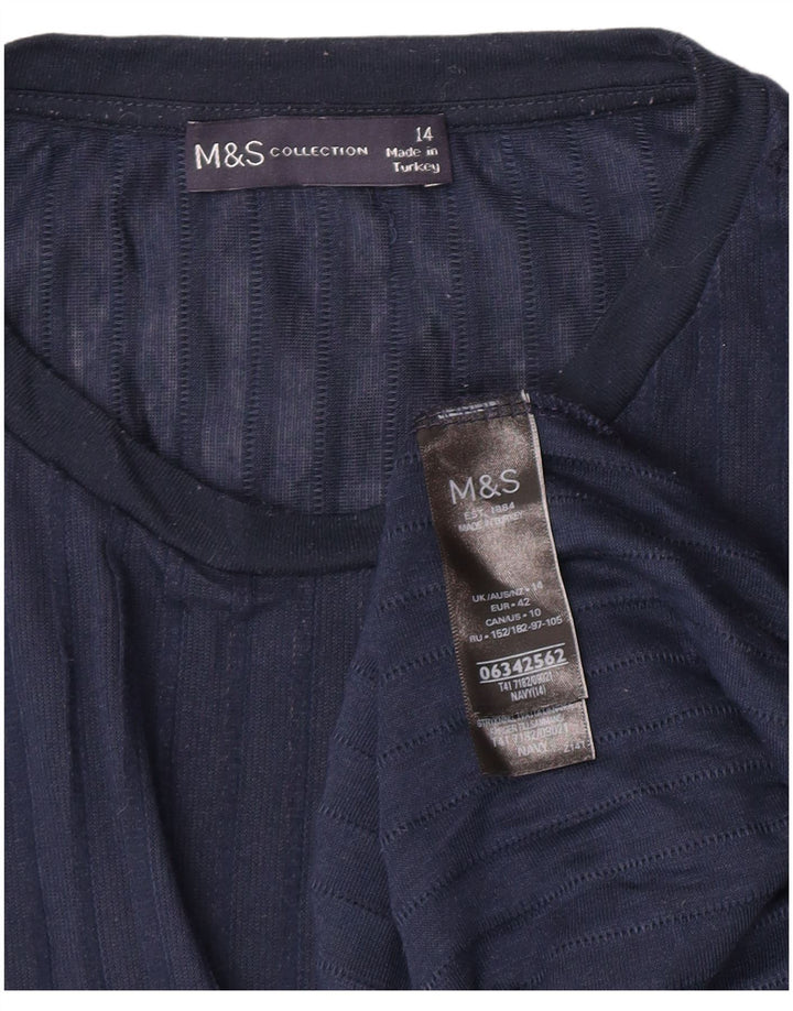 Marks & Spencer Top feminino oversized manga comprida Reino Unido 14 grande azul marinho