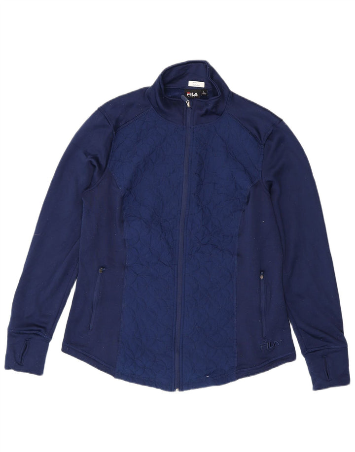 Jaqueta feminina FILA Tracksuit Top UK 16 grande poliéster azul marinho