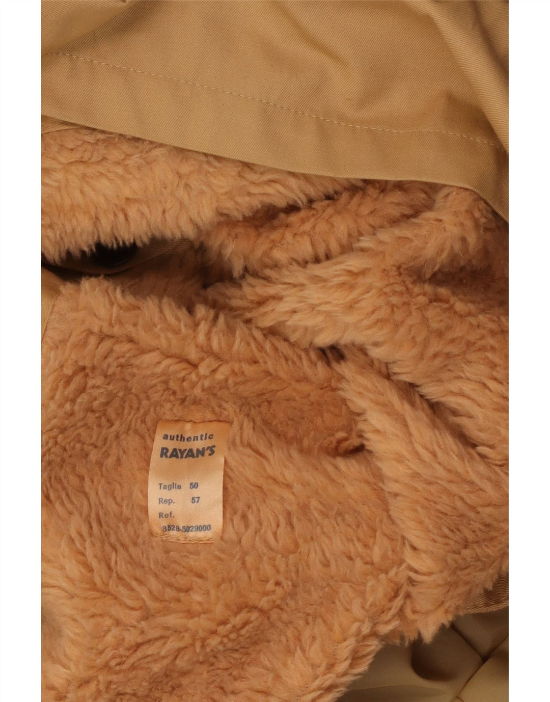 Jaqueta Parka masculina VINTAGE com capuz IT 50 grande bege