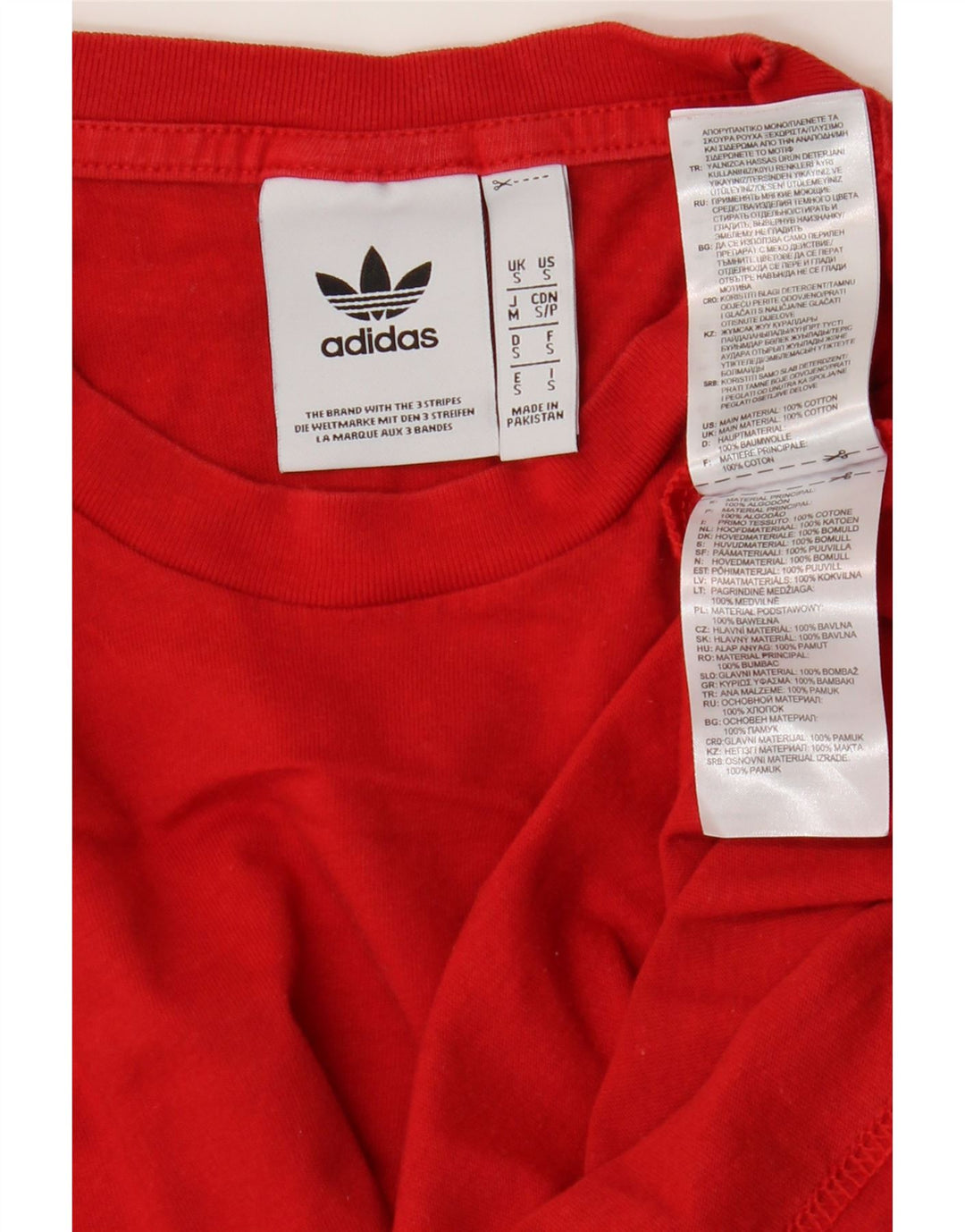 Adidas Mens T-Shirt Top Pequeno Algodão Vermelho