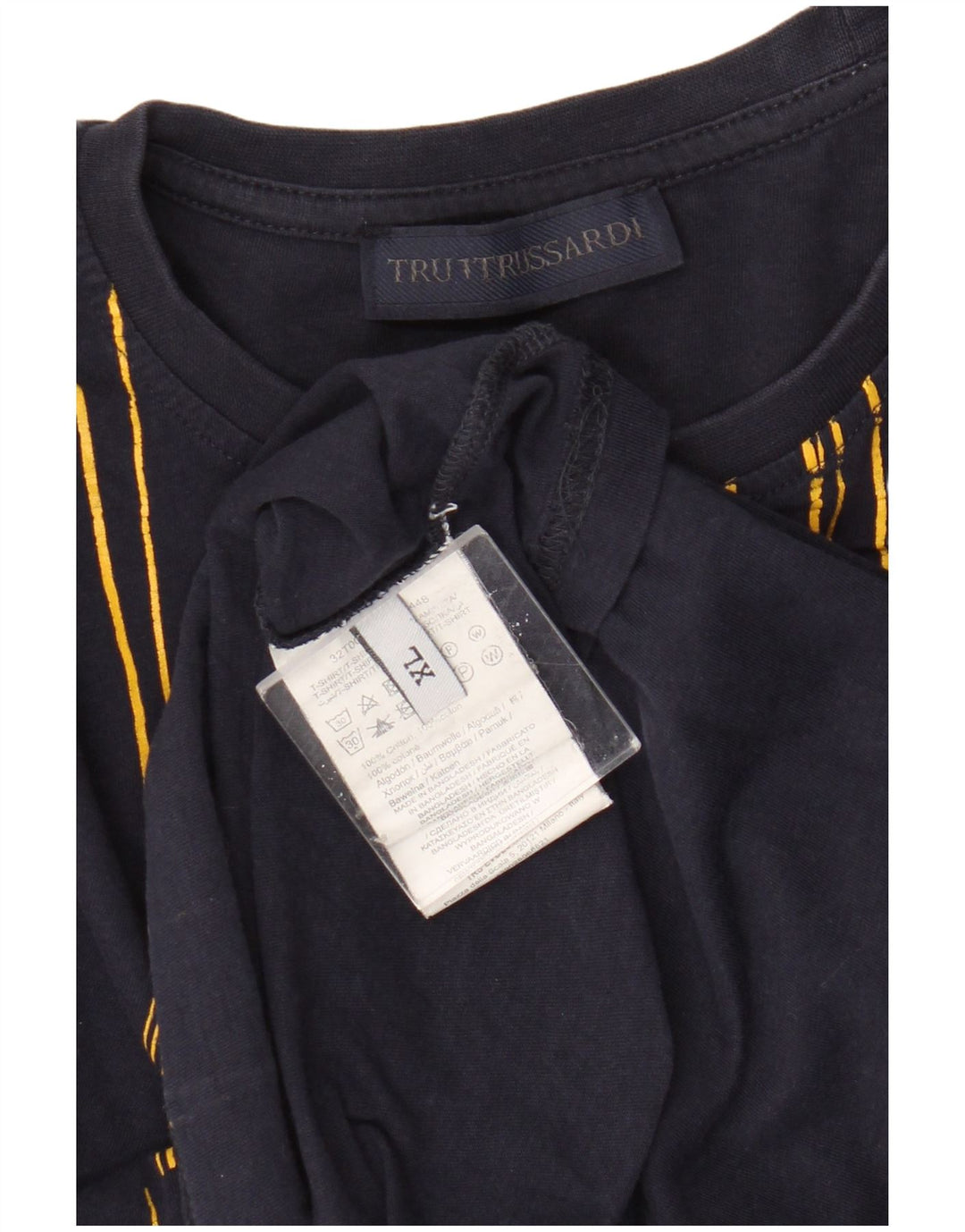 Camiseta gráfica masculina Trussardi Top XL algodão azul marinho