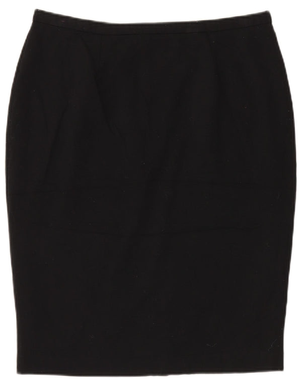 Saia lápis feminina Marks & Spencer Reino Unido 14 grande W32 poliéster preto