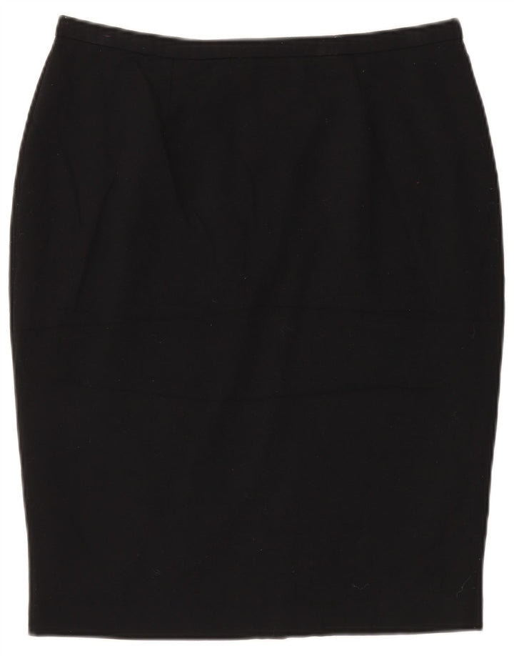 Saia lápis feminina Marks & Spencer Reino Unido 14 grande W32 poliéster preto