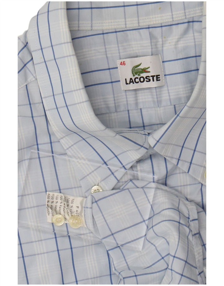 Camisa masculina de manga curta LACOSTE tamanho 46 2XL algodão xadrez azul