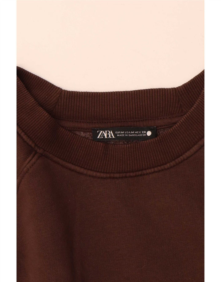 Zara moletom feminino jumper UK 14 algodão marrom médio