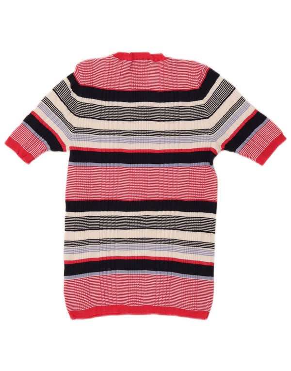 Suéter feminino Marks & Spencer com gola canoa UK 4 XS listrado vermelho