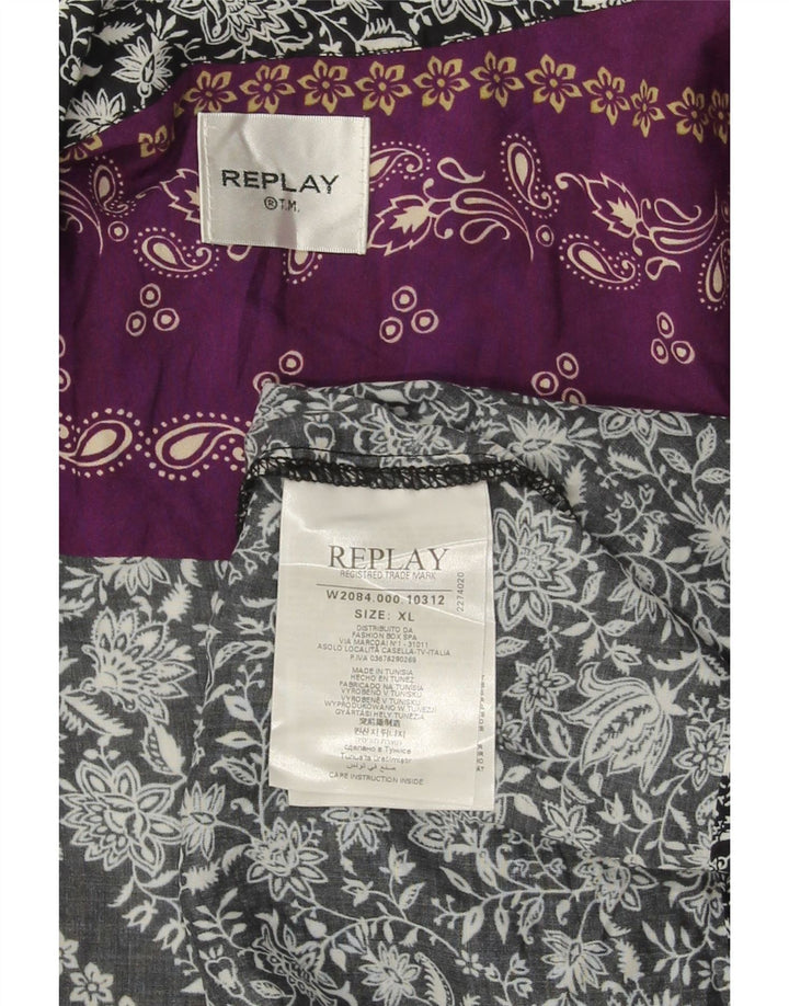 REPLAY Blusa feminina envolvente UK 18 XL viscose floral multicolorida