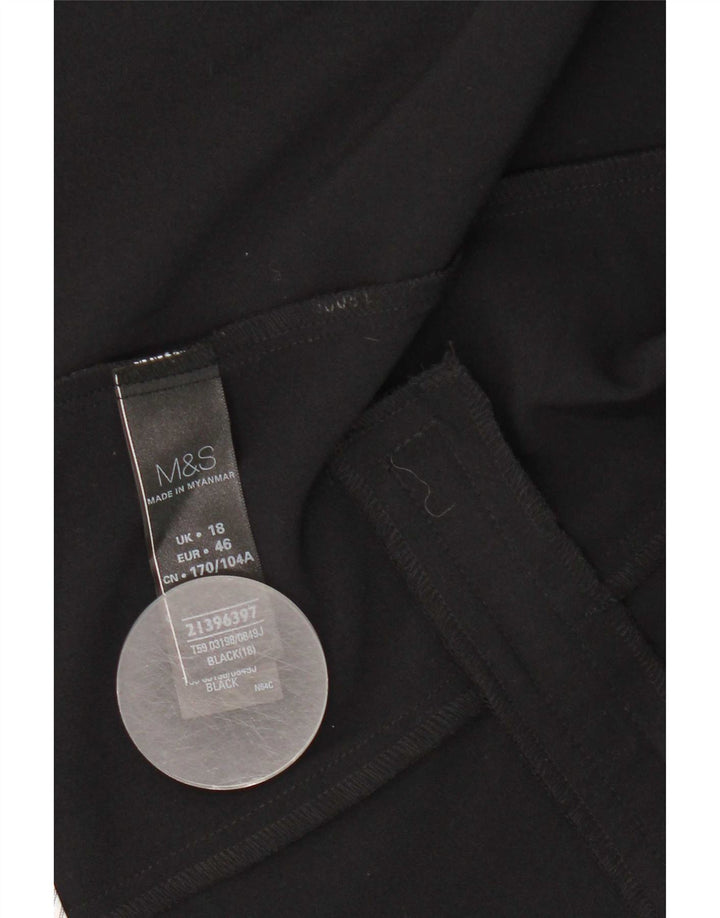 Jaqueta blazer aberta feminina Marks & Spencer Reino Unido 18 XL preto poliéster