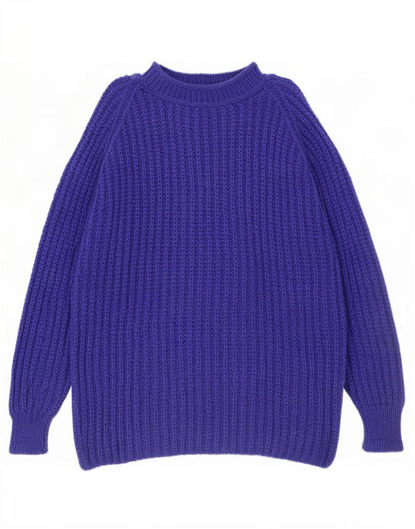 Suéter vintage masculino com gola tartaruga azul médio