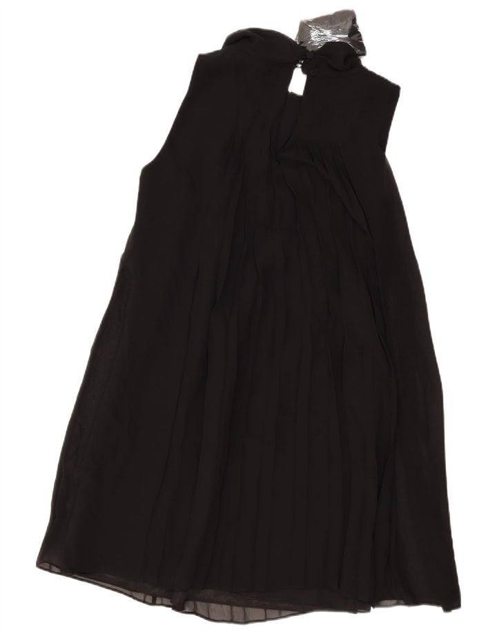 Vestido feminino sem mangas em linha A da Coast Reino Unido 12 poliéster preto médio