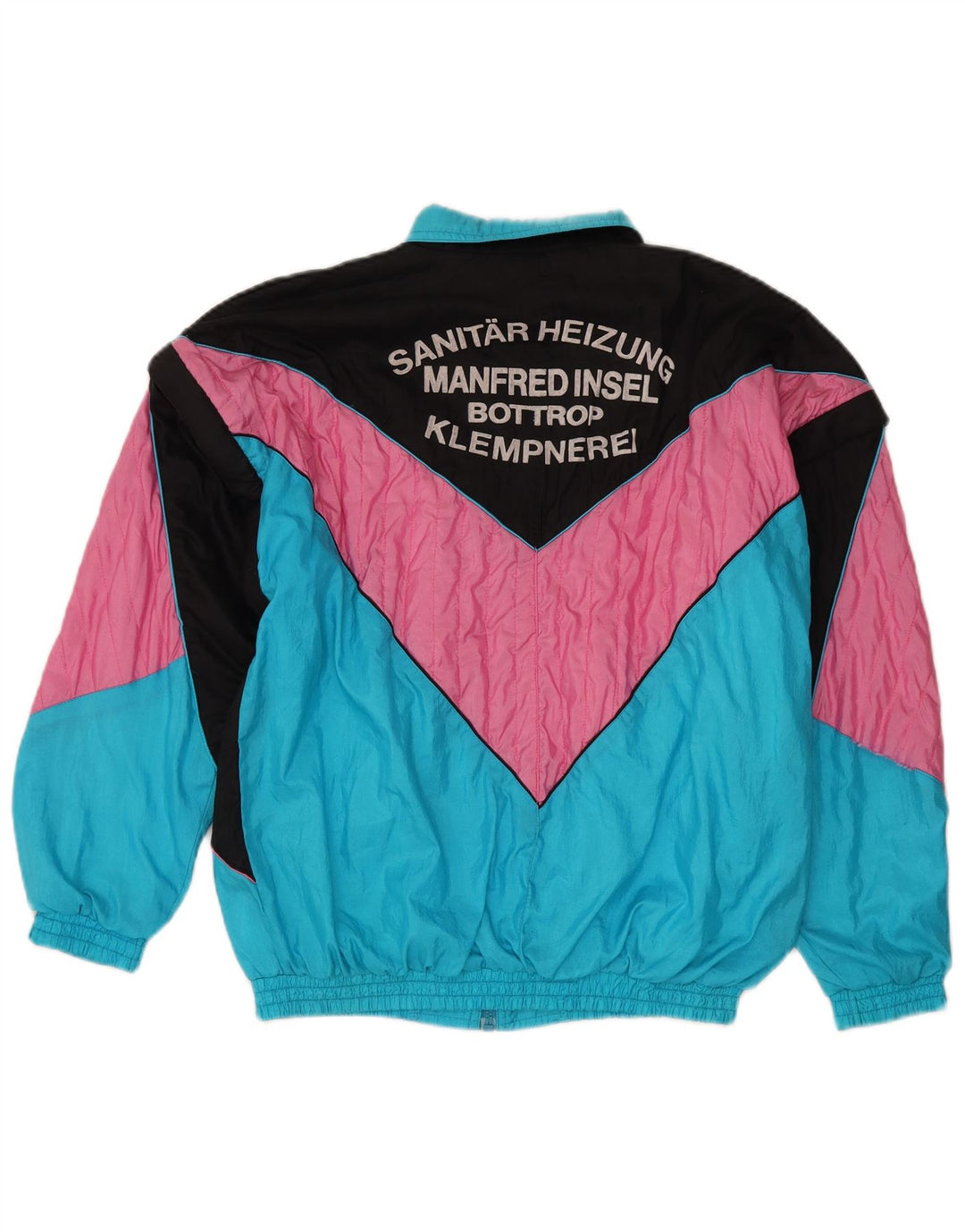 Jaqueta superior de agasalho masculino vintage médio azul colorblock nylon