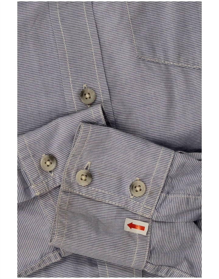 Camisa masculina Superdry de algodão listrado azul grande