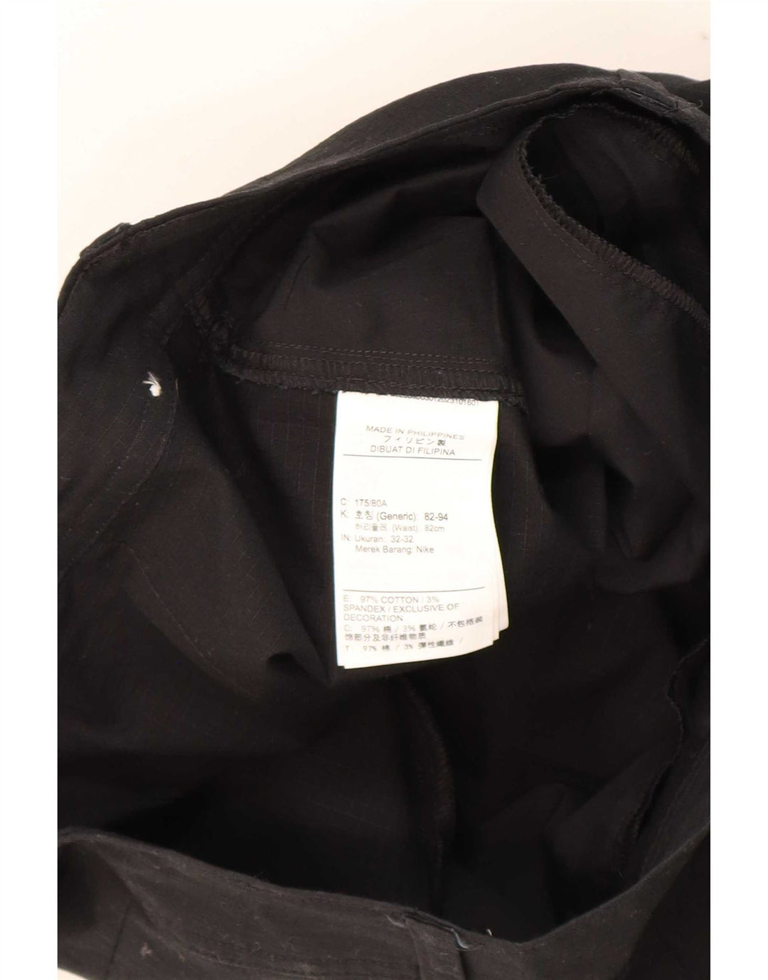 Calça cargo masculina Nike Tapered W32 L32 algodão preto