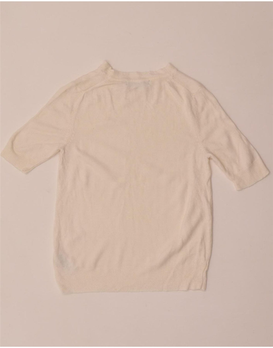 Suéter feminino Marks & Spencer com gola canoa Reino Unido 8 pequeno off white