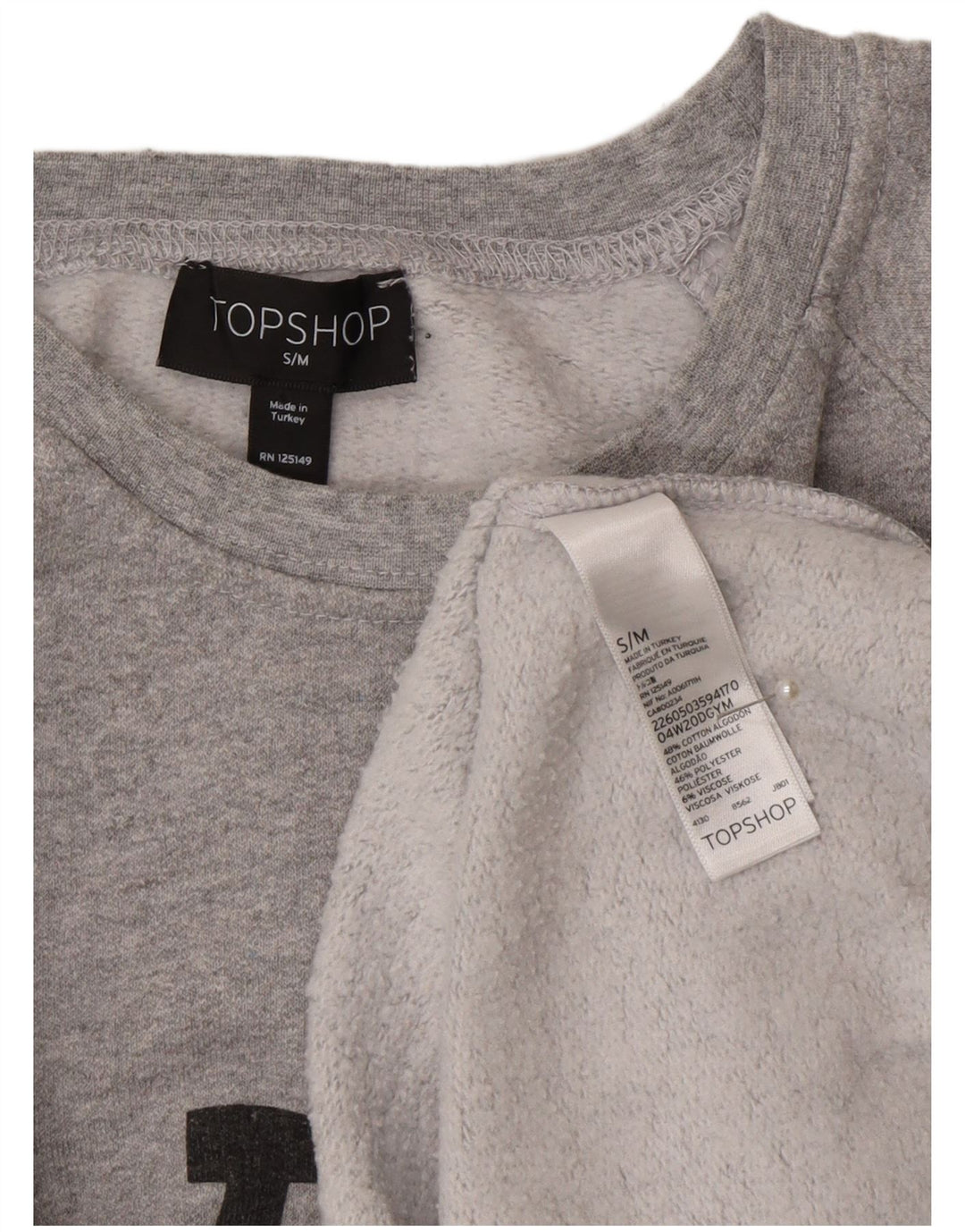 Topshop moletom gráfico masculino jumper pequeno algodão cinza