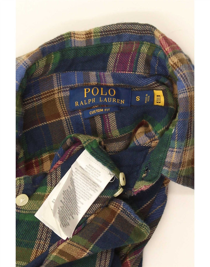 Polo Ralph Lauren Camisa masculina de flanela personalizada pequena xadrez multicolorida