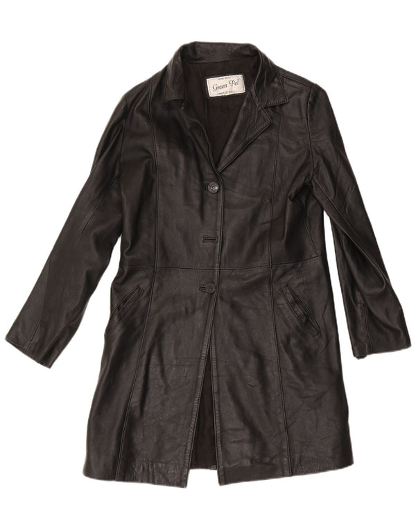 Casaco de couro feminino vintage IT 46 grande preto