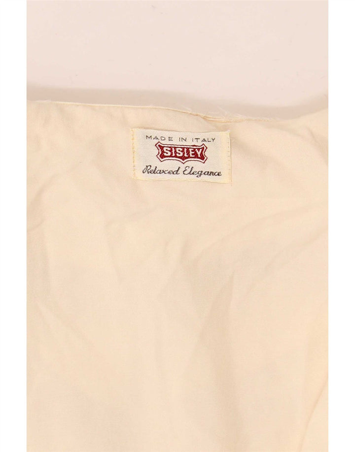 Blusa feminina Sisley UK 14 médio off white floral