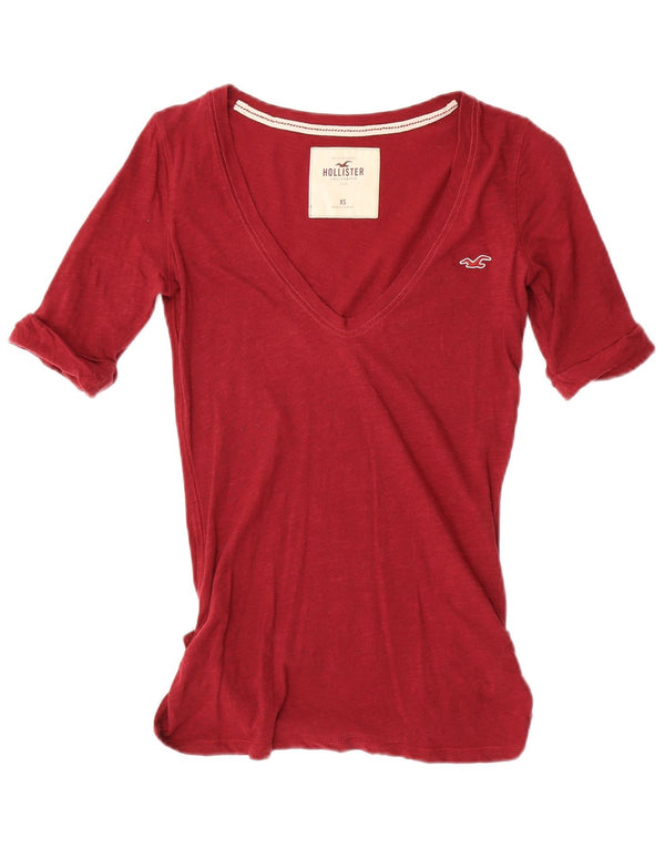 Camiseta feminina Hollister UK 6 XS algodão vermelho