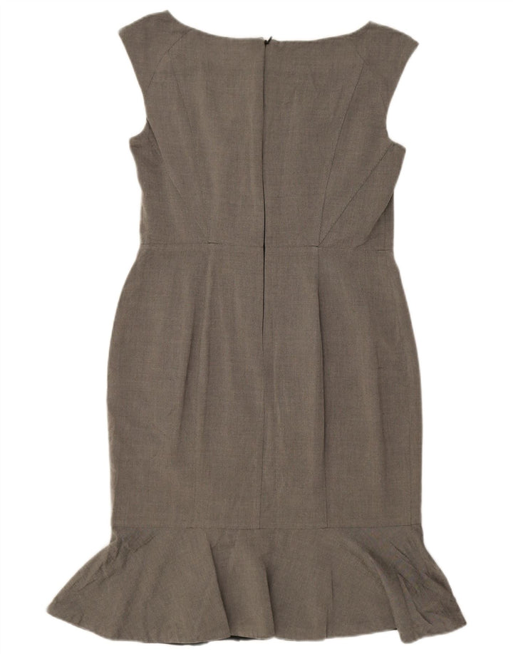 Vestido feminino Coast sem mangas com bainha UK 12 viscose cinza médio