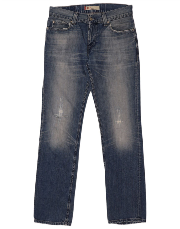 Levi's Masculino 511 Distressed Slim Jeans W33 L34 Azul Algodão