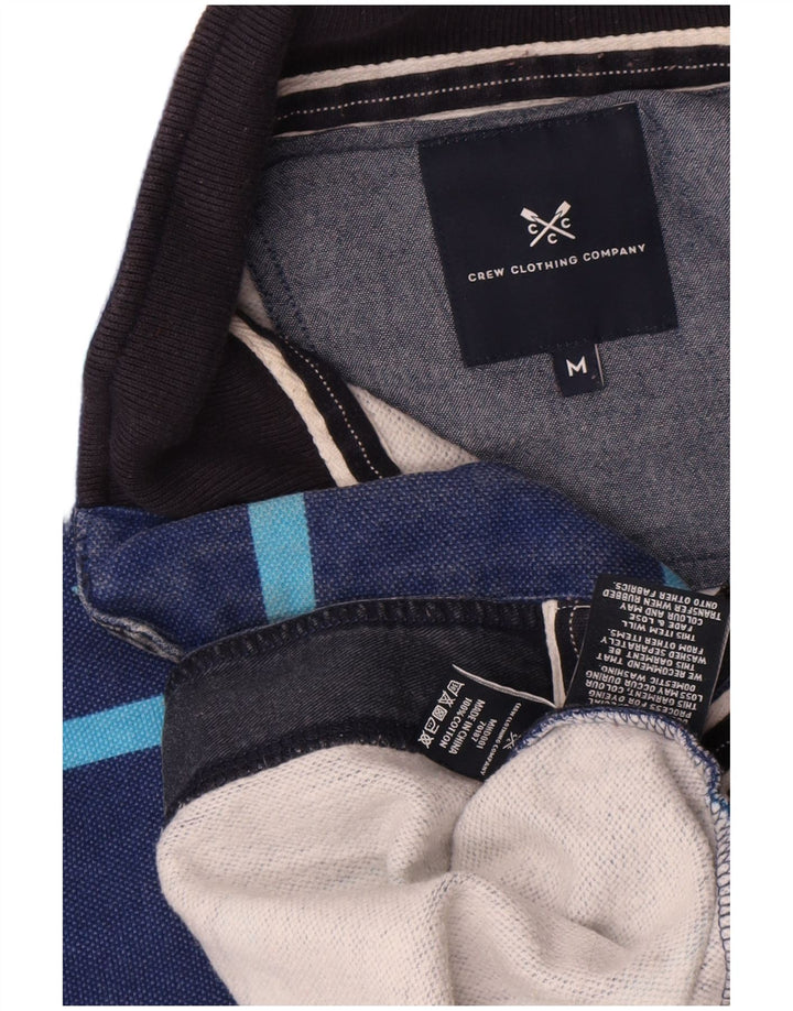 Suéter masculino Crew Clothing com zíper e gola listrada azul marinho médio