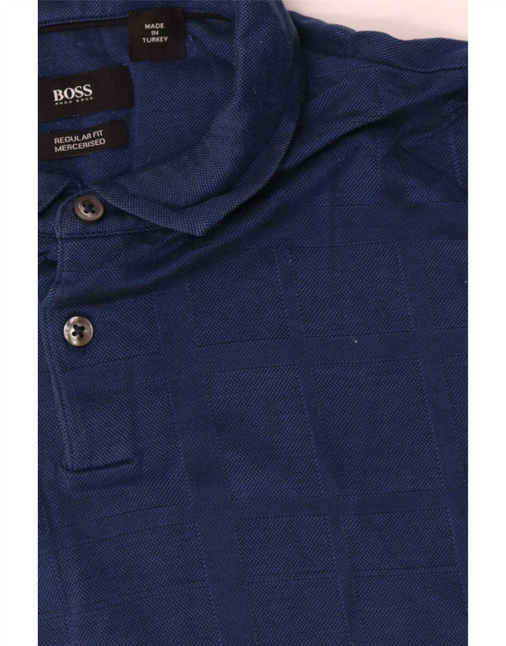 Camisa pólo masculina Hugo Boss Regular Fit médio algodão azul marinho