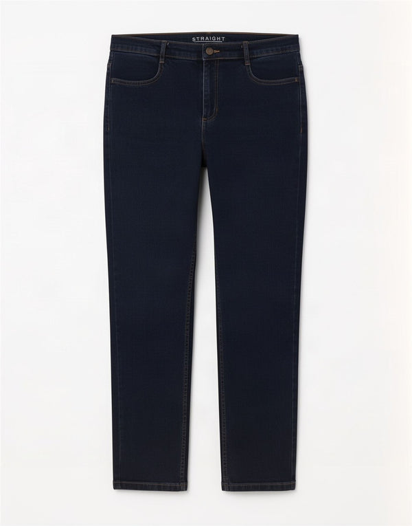 Calça jeans reta feminina Marks & Spencer UK 14 grande W30 L26 azul marinho