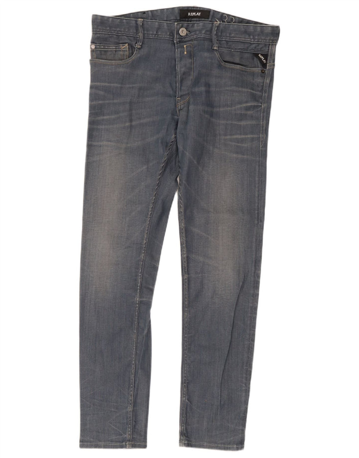 Replay Jeans Slim Masculino W33 L32 Azul Algodão