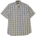 Camisa masculina Gant manga curta regular fit algodão xadrez azul médio