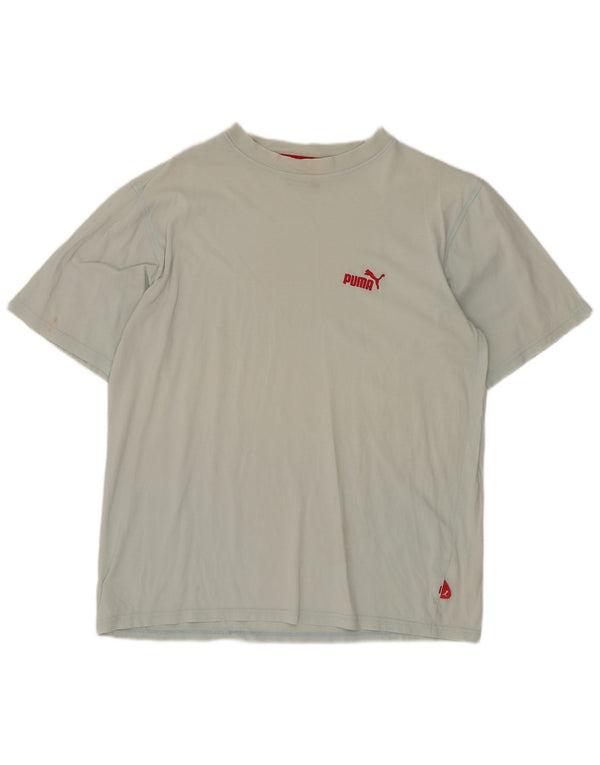 Camiseta masculina Puma regular de manga curta Top médio azul algodão
