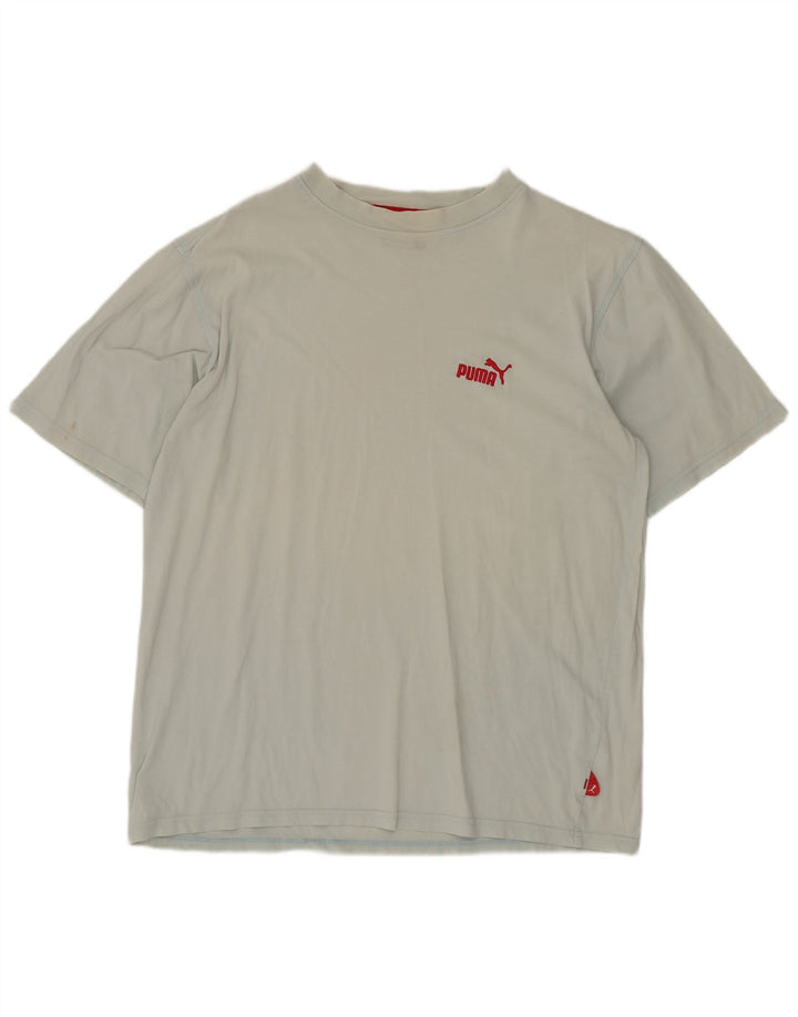 Camiseta masculina Puma regular de manga curta Top médio azul algodão