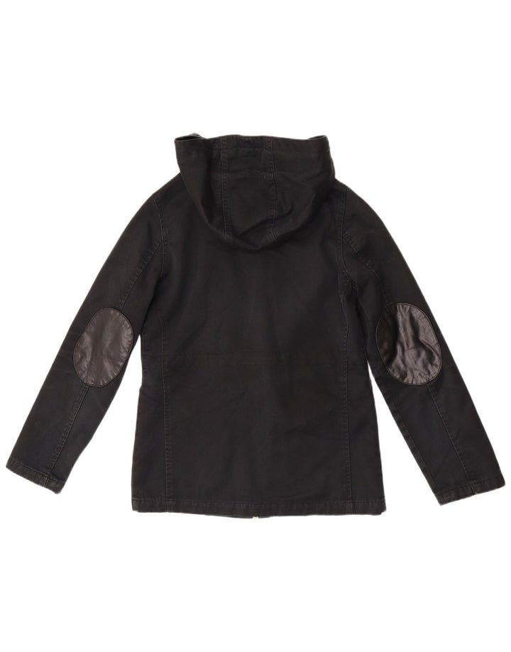 Jaqueta bomber feminina com capuz Topshop Reino Unido 8 algodão preto pequeno