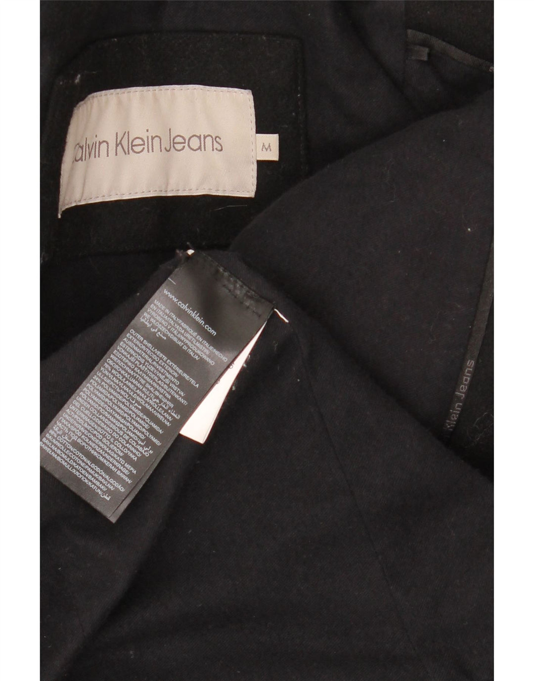 Casaco feminino CALVIN KLEIN JEANS ervilha Reino Unido 14 lã preta média