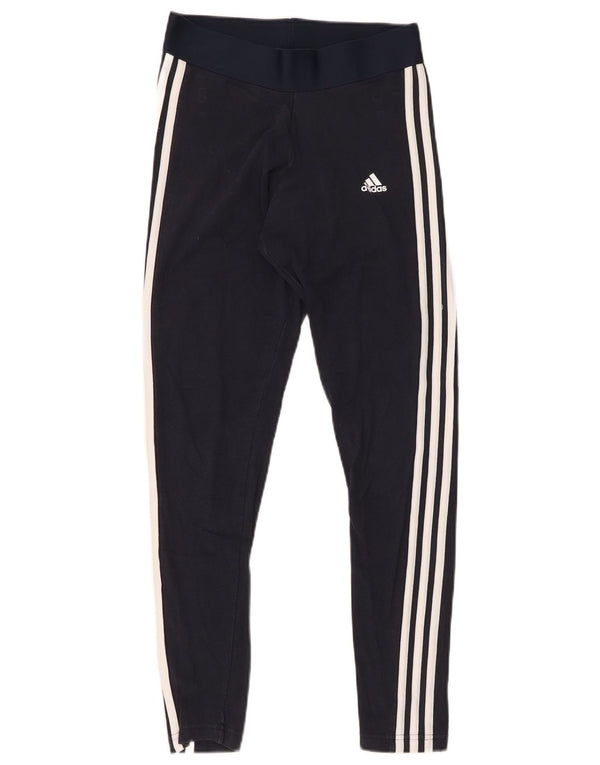 ADIDAS Womens Leggings UK 8/10 Small  Navy Blue