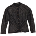 Blusa feminina vintage UK 12 poliamida geométrica preta média