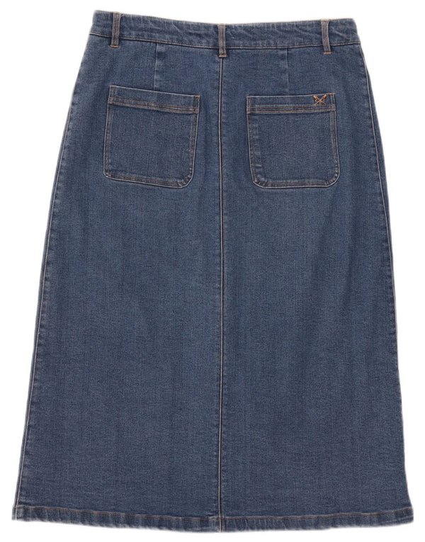 Saia jeans feminina Crew Clothing UK 12 médio W30 algodão azul