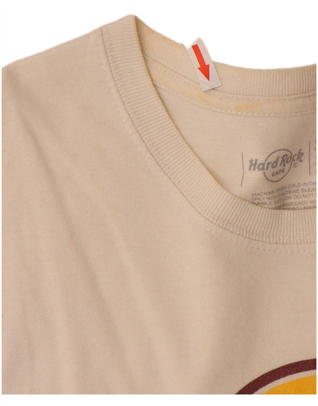 Camiseta masculina Hard Rock Cafe Lisboa Graphic Top Médio Off White Algodão