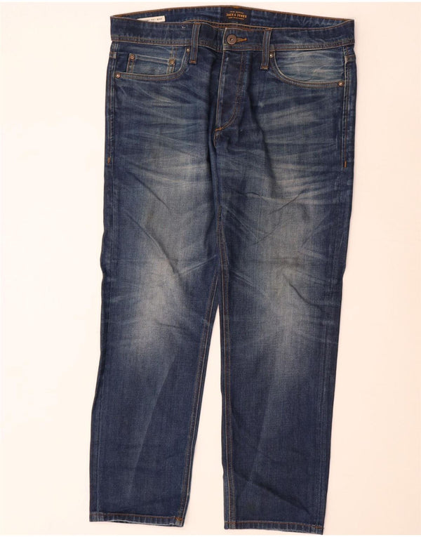 Jack & Jones Masculino Mike Straight Jeans W34 L30 Azul Algodão